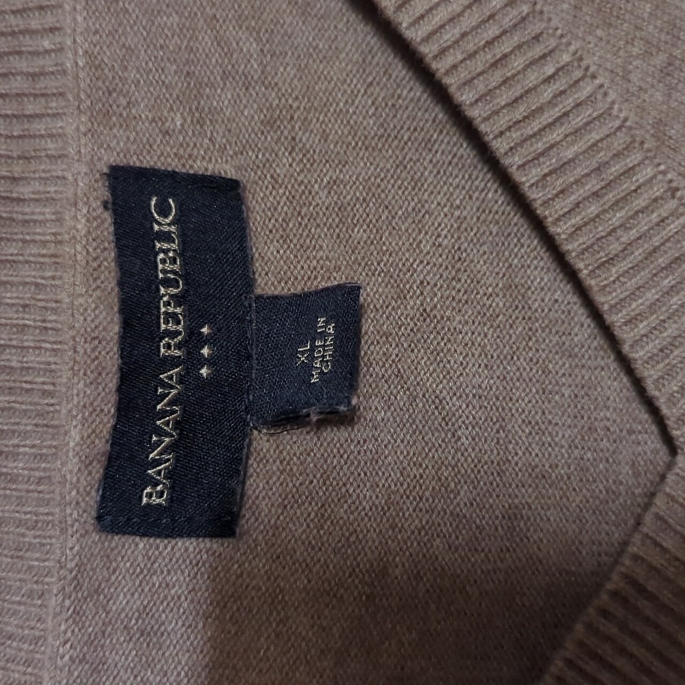 Banana Republic 100% Cotton Striped V-Neck Knit Pullover Size XL Pre-owned Exc - Picture 3 of 5